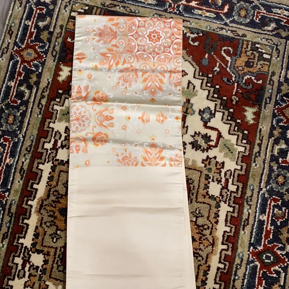 14 FOOT‎ Table Runner 12” Wide Peach Floral Satin